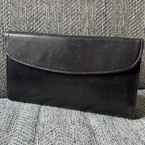 Coach black leather bifold wallet with checkbook holder